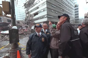 Twin Towers Prints: President George W. Bush visits World Trade Center ruins in New York
