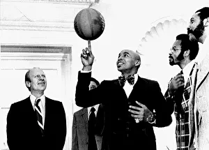 Ford Prints: President Gerald Ford, enjoys a performance by Curly Neal and The Harlem Globetrotters