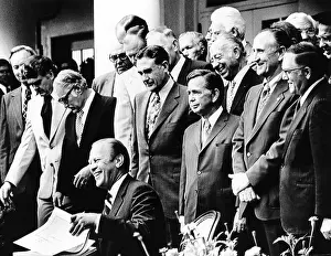 Law Making Prints: President Gerald Ford prepares signing the Employee Retirement Income Security Act of 1974