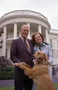 Presidents Wives Prints: President Gerald Ford and wife Betty pose with Liberty
