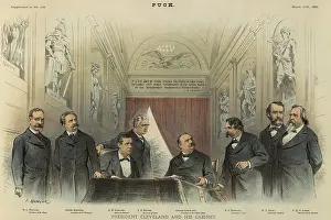 Conservative Prints: President Grover Cleveland and his cabinet, March 1885, PUCK Magazine illustration