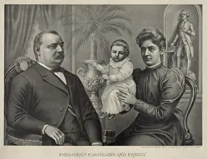 Images Dated 6th June 2012: President Grover Cleveland, seated, with his wife and child. 1893