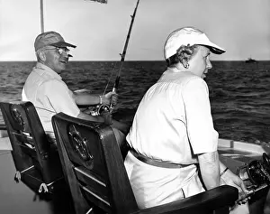 Fishing Prints: President Harry and Bess Truman Fishing near Key West, Florida, Dec. 2, 1949