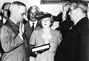 Truman Prints: President Harry S. Truman takes the oath of office administered by Chief Justice Harlan F