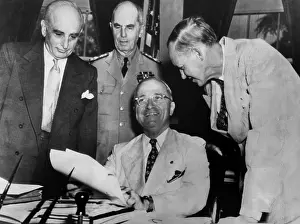 Admirals Prints: President Harry Truman with advisors on June 13