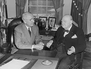State Visits Prints: President Harry Truman confers with British Prime Minister Winston Churchill in the Oval Office