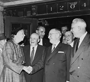 Lcgr1411 Prints: Former President Harry Truman and Eleanor Roosevelt prior to the Truman Library cornerstone ceremony