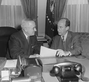 Stevenson Prints: President Harry Truman (left) with Governor Adlai Stevenson at the White House on Dec