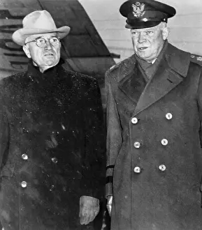 President Harry Truman met General Dwight Eisenhower upon his return from a NATO defense inspection tour in 1951. Earlier, on Dec