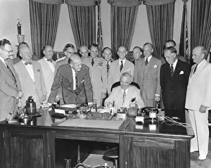 Legislation Prints: President Harry Truman signing H