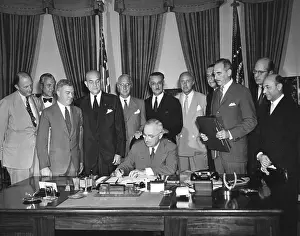 Vice Presidents Prints: President Harry Truman signs the North Atlantic Pact on Aug