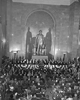 Masons Prints: President Harry Truman speaking at George Washington Statue unveiling