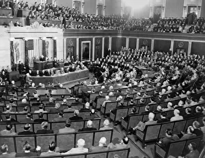 Representatives Prints: President Harry Truman speaking to a joint session of Congress in 1945