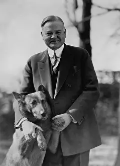 Engineers Prints: President Herbert Hoover with his Belgian shepherd, King Tut, in 1928