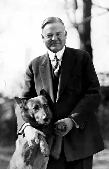 President Herbert Hoover and his dog, Tut, ca 1920's. Courtesy CSU Archives/Everett Collection