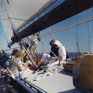 Rhode Island Prints: President and Jacqueline Kennedy sailing with her parents