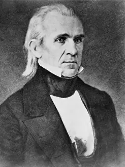 Cravat Prints: President James K. Polk, reproduction of a Feb. 1849 daguerreotype by Mathew Brady