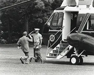 Democratic Prints: President Jimmy Carter and 8 year old daughter Amy running to Marine One