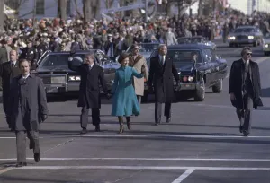 August Prints: President Jimmy Carter and Rosalynn Carter walk down Pennsylvania Avenue during Inauguration
