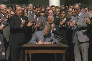 Bills Prints: President Jimmy Carter signing Public Works Employment and Economic Stimulus Appropriations Bills