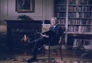Staged Prints: President Jimmy Carter at the White House holding a fireside chat to appeal for public support for the Panama Canal