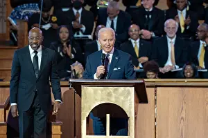 Celebration Prints: President Joe Biden delivers a 25 minute sermon at New Horizon Sanctuary of the Ebenezer Baptist Church