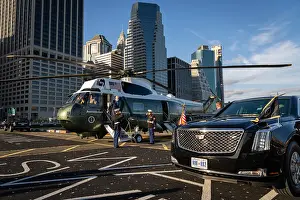 Travel Prints: President Joe Biden disembarks after Marine One Lands at the Wall Street heliport in New York City