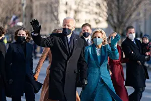 Ashley Prints: President Joe Biden and First Lady Jill Biden wave as they walk along Pennsylvania Ave
