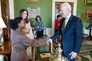 Dresses Prints: President Joe Biden greets actress and advocate