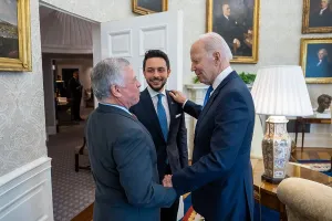 Monarch Prints: President Joe Biden greets King Abdullah II and Crown Prince Hussein of Jordan before their lunch
