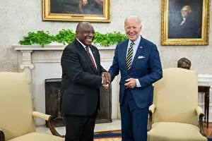 South Africa Prints: President Joe Biden greets South African President Cyril Ramaphosa