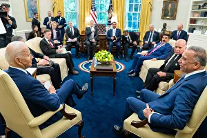 Iraq Prints: President Joe Biden hosts an expanded bilateral Oval Office meeting with Iraqi Prime Minister