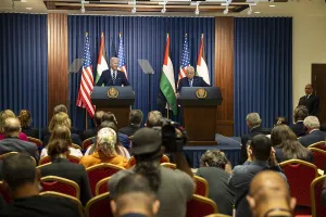 Middle East Prints: President Joe Biden issues a press statement with Palestinian Authority President Mahmoud Abbas