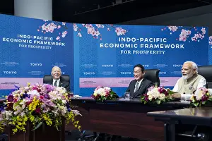 Middle Aged Prints: President Joe Biden, Japanese PM Kishida Fumio, and Indian PM Narendra Modi