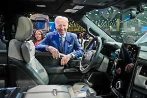 Michigan Prints: President Joe Biden looks at the Ford F-150 Lighting