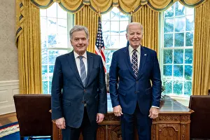 Elected Prints: President Joe Biden meets with Finlands President Sauli Niinisto in the White House Oval Office