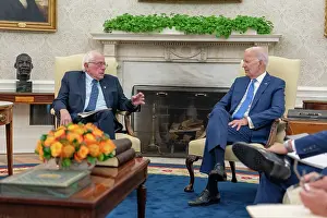 Political Parties Prints: President Joe Biden meets with Senator Bernie Sanders on August 30