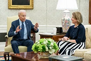 Three Quarter Length Prints: President Joe Biden meets with West Virginian Republican Senator Shelley Moore Capito
