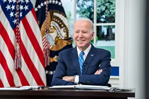 Democrats Prints: President Joe Biden participates in a Q&A session on COVID-19 with the National Governors Association