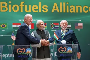 Narendra Prints: President Joe Biden poses with India's Prime Minister Narendra Modi and Brazilian President
