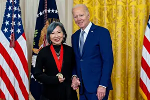 Awards Prints: President Joe Biden presents the 2021 National Humanities Medal to Amy Tan, March 21, 2023