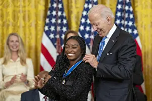 Simon Prints: President Joe Biden presents the Medal of Freedom to artistic gymnast Simon Biles