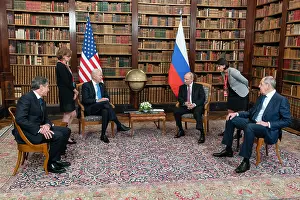 Switzerland Prints: President Joe Biden and Russian President Vladimir Putin during the US-Russia Summit on June 16