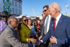 Gray Prints: President Joe Biden shakes hands with 92 year-old civil rights attorney