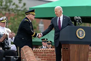 Parade Prints: President Joe Biden shakes hands with retiring General Mark Milley before the Armed Forces Farewell