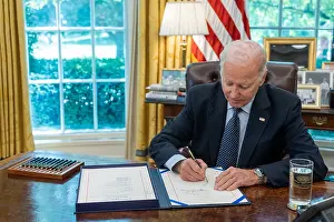 Democrats Prints: President Joe Biden signs the bipartisan budget agreement