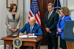 Supreme Court Prints: President Joe Biden signs an executive order protecting access to reproductive healthcare services after the US Supreme