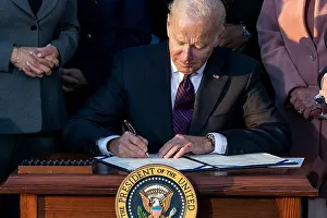 Group Portrait Prints: President Joe Biden signs the Infrastructure Investment and Jobs Act, Nov. 15, 2021