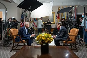 Technicians Prints: President Joe Biden sits for an interview with David Muir of ABC News