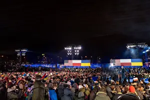 Ukrainian Prints: President Joe Biden speaks to an audience of 30